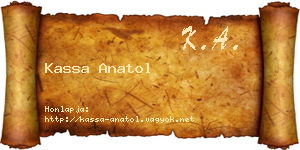 Kassa Anatol névjegykártya